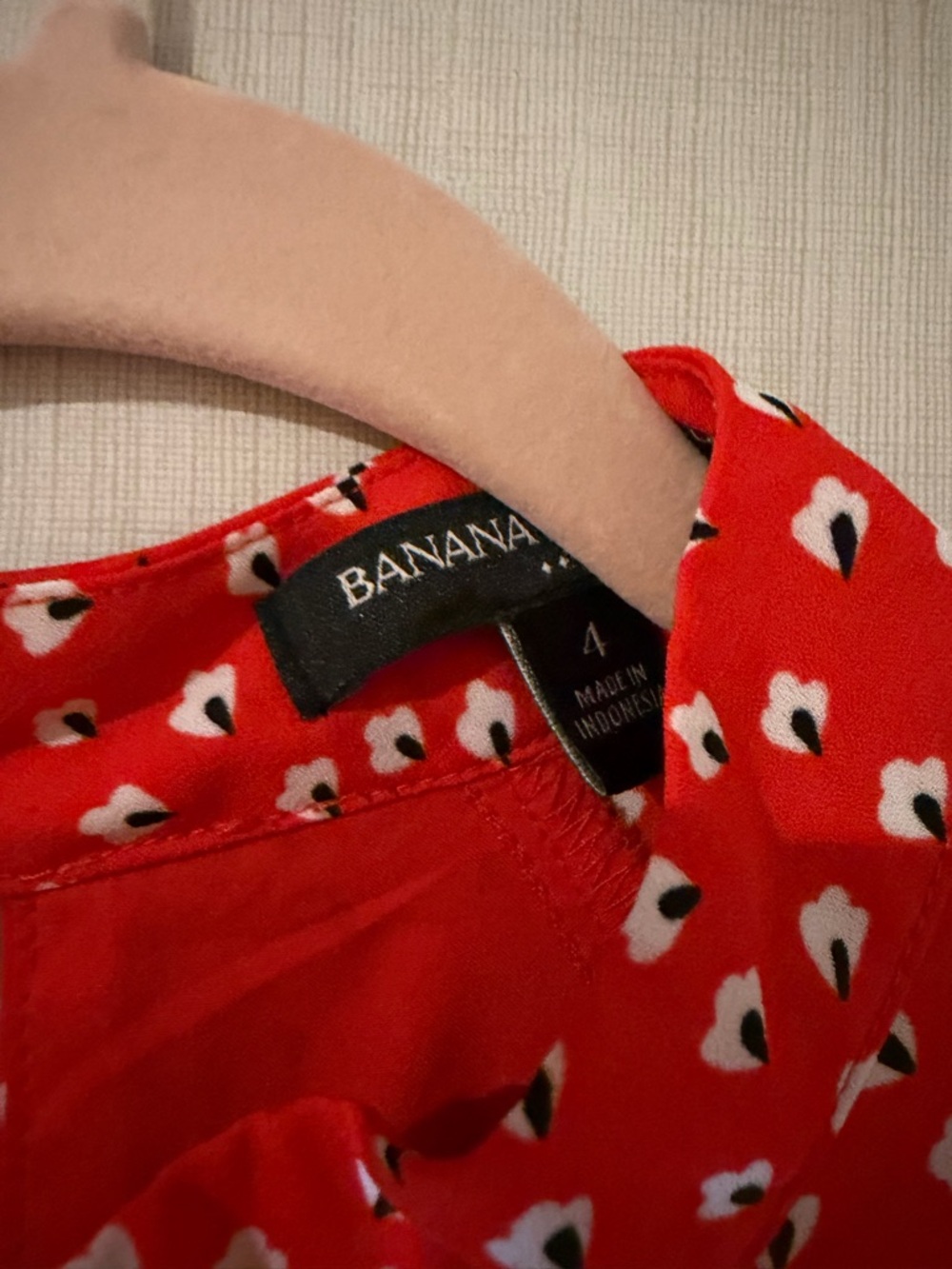 Banana Republic Red Long-Sleeve Floral Printed Shift‎ Dress 4 - Picture 5 of 6